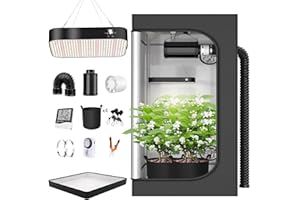 TOPRON Growzelt Komplettset Anbau Set mit 200W LED Vollspektrum Grow Lampe Dimmbar, 150x150x200cm GrowZelt Kit Komplettes Hydroponics Grow Tent Complete Set(150x150x200cm)