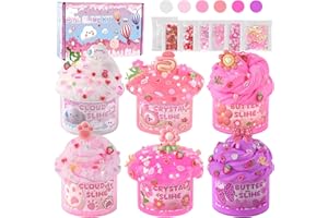 LAWOHO Kit de 6 Paquetes Slime Rosa Degradado - Cloud, Butter & Clear, Complementos Incluidos, 360ml Favors para Niñas y Niños