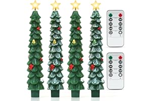 SPOYLETTO Candele a LED Candele a bastoncino per albero di Natale con telecomando, 4 pezzi candele a batteria, candele di Natale in cera reale con stoppino 3D per la decorazione del soggiorno del camino di casa