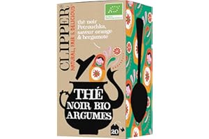 CLIPPER NATURAL, FAIR & DELICIOUS CLIPPER - Thé Noir Bio Petrouchka - Parfum Bergamote et Agrumes - 100% Naturel et Équitable - 20 Sachets - Commerce Équitable Fair Trade - Sans Agrafe - 1 Paquet