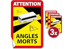 ‎HAGEFOL HAGEFOL Toter Winkel Attention Angles Morts Wohnmobil Aufkleber - 17 x 25 cm, 3 Stück - Luftkanalfolie: blasenfrei verkleben, Totwinkel Aufkleber Frankreich (für Bus/Wohnmobil)