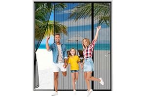 AXFZZRS Moustiquaire Porte Fenetre Magnétique, Rideau Moustiquaire Magnétique, Rideau Porte Anti Insectes Mouche Moustique, Noir Moustiquaire Baie Vitree Coulissante, sans Percer Facile à Installer-220x220cm