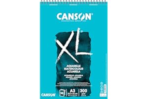 Canson XL Aquarelle album per tecniche umide, spiralato lato corto 300g/m, grana fine A3, 30 fogli