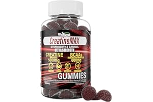 WellBoost Creatine MAX Gummies - 5000mg Creatine Monohydrate & 600mg BCAAs per Serving - Vegan, Sugar-Free Chewable Gummies with Strawberry & Banana Flavour - 90 Gummies (1 Month Supply)