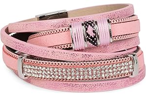 styleBREAKER pulsera de bobina vintage con estrás, cadena de eslabones y cierre magnético, 3 líneas, brazalete, señora 05040024
