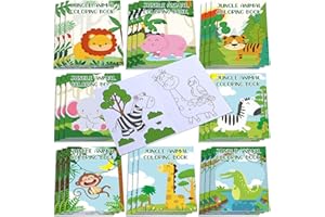 Honoson 24 Stück Dschungel Safari Tiere Malbücher Ausmalbücher Party Mitgebsel für Kinder DIY Kunst Mini Malbücher Safari Zoo Tiere Kritzelbücher für Waldtiere Geburtstagsgeschenk