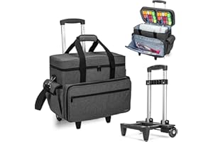 Teamoy Nähmaschinentasche Trolley, Nähmaschinentasche mit Rollen, Nähmaschinen Trolley für Nähmaschine Zubehör