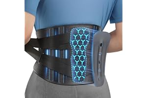 Rakiie Back Support Belt for Lower Back Pain Relief with 7 Stays, Adjustable Back Brace Support for Work, Heavy Lifting, Lumbar Support Belt for Sciatica Scoliosis, Size XXL (Waist: 130-160CM)