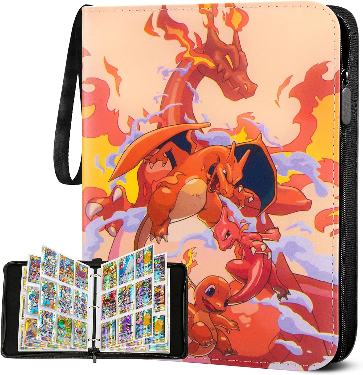 Album de Cartas Coleccionables, 50 Páginas 900 Bolsillos Album para Cartas con Cremallera, Carpeta de Tarjetas de PU Impermeable, Regalo para Niños