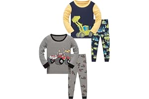 SOIBEEN Pyjamas für Jungen Dinosaurier Nachtwäsche Baumwolle Kleinkind Kleidung Kinder Nachtwäsche Langarm PJs Set 4-teiliges Outfit 1-12 Jahre