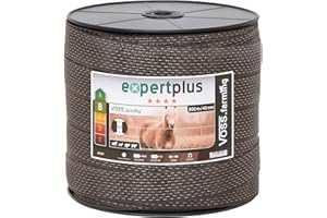 VOSS.farming Nastro per Recinzione elettrica 200 m di Lunghezza, 40 mm, con conduttori 2x0,25 Rame + 8x0,25 Acciaio Inossidabile, Marrone
