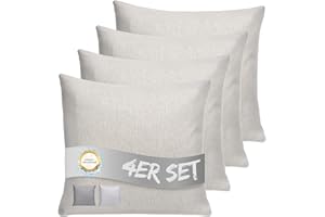 ‎INSPINOVIA INSPINOVIA Outdoor Kissen mit Füllung | Wasserabweisende Deko Kissen | 2er, 4er & 6er Sets | Gartenkissen | Lounge Kissen | 45 x 45 cm (Creme, 4er Set)