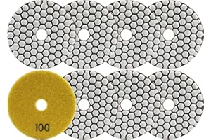 Disque Diamant de Polissage LEKOMESH - 8pcs 100MM #100 Sec Tampon de Polissage pour Granit Marbre Pierre Artificielle Quartz,pour Meuleuse ou Polisseuse