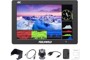 Feelworld T7 Plus 7 Pulgadas DSLR Monitor de Campo para Cardán de Cámara 3D LUT Forma de Onda Vector 1920x1200 IPS 4K HDMI Entrada Salida