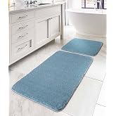 Koza Home Mino Kaydırmaz Taban Turkuaz 2'li Banyo Paspası 60 x 100-50 x 60, Turkuaz
