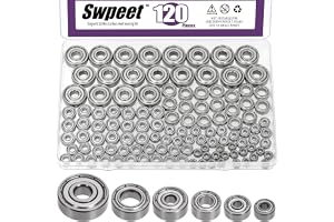 Swpeet 120pcs 6 storlekar 693ZZ, 623ZZ, 624ZZ, 685ZZ, 687ZZ, 627ZZ kullager sortiment kit, kolstål djup spår lager, dubbelskä