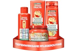 Garnier Fructis 4-częściowy zestaw do usuwania zniszczonych włosów, z prokeratyną i olejkiem marula, szamponem (250 ml), odżywką (200 ml), kuracja do włosów (200 ml), maska (320 ml), 4-częściowy