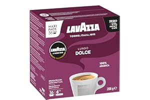 LAVAZZA - Capsule Lungo Dolce A Modo Mio - Café Long 100% Arabica - Doux - 36 Capsules Compatibles