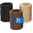 ECENCE 3x 80m /262ft florists wire for wreath, Paper wire, Crafting Wire, decorative wire for gift packaging, flower arrangement, black, dark brown, beige