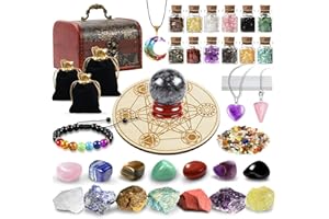 ECO-BAEERSS 40 Stück Kristalle Steine Set,Kristall Heilsteine,Heilkristalle Edelsteine 7 Kristallen,7 Chakra-Stein und Grau Kristallkugel mit Stoffbeutel für Meditation,Adventskalender,Reiki,Energieausgleich