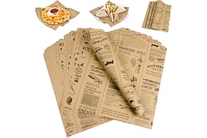 HAGOT 200 Pieces Greaseproof Paper Sheets, Food Wrapping Paper Food Basket Liner, Suitable for Hamburgers, Snacks, French Fries (25 x 25 cm)