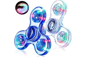 SOPSTUO Fidget Spinner, 2 Pack Crystal LED Light Fidget Spinners for Kids Adults Light up Sensory Fidget Toys for Boys Girls Teens Light Up Spinning Toys Stress Anxiety Relief Fidgets (Crystal + Blue)