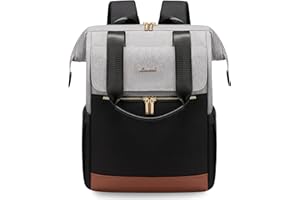 LOVEVOOK Sac à Dos Gris-Noir pour Ordinateur Portable 15,6 Pouces - Femme, Fille, Scolaire avec Compartiment