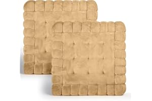 DH DREAMER HOME Cojines para Silla -Cuadrados Forma de Galleta 40x40cm - Cojín de Asiento Suave y Cómoda, Ideal para Decoración de Hogar y Terraza - Beig, Pack 2