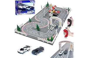 UNIKONIO Slot Cars Rennstrecken-Sets, Autorennbahn Rennbahn mit 2 Controllern 2 Autos, einstellbare Geschwindigkeit, 1:87 Block Building Car Race, Weihnachts Halloween Geschenkautospielzeug - 07