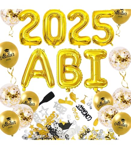 COLOFALLA Cake Topper „Abi Geschafft“ – Goldglitzer Tortendeko 2025