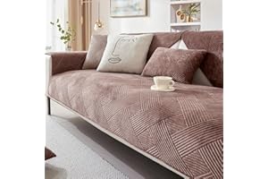 LINGKY Sofabezug Weiche Samt Sofa Überzug für 1 2 3 4 Sitzer L Form Sofaüberwurf Ecksofa Couch Überzug Neue Universelle Anti Rutsch Hund Katze Sofa Cover (Kaffee,70x70cm)