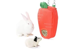 JanYoo Rabbit Food Dispensers Hay Feeder Bag for Guinea Pigs Accessories Storage Manger Hanging Capacity 0.26lb Large