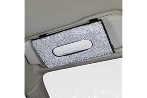 aoory Car Tissue Box Bling Bling Sun Visor With Crystal Diamond Leather Car Napkin Holder Anti-blocking Sight - Black