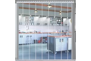 SHANNA Rideau à Lanières en PVC 9 Pièces 121 * 213cm, Rideau à Lamelles Transparent, Rideau d'extérieur Bâche Rideaus de Séparation Industriel Imperméable pour Entrepôts Frigorifiques et Supermarchés