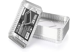 Vaily Aluminiowe tacki ociekowe, duże, 25 sztuk – wegańskie miski aluminiowe, akcesoria do grilla gazowego, węglowego i elektrycznego jako tacka na tłuszcz, 32,5 x 23 cm