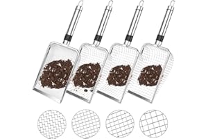 Blomise Gardening Soil Sifter, 2/2.8/3.8/5mm Grids Garden Riddle Mesh Sieves with Stainless Steel Handle, Gardening Sand Mesh Sifter for Sand, Cat Litter, Rocks, Dirt, Compost Filtration (4PC)