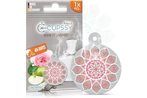 Ambientador Coche,Cupssy Airpad 1pcs, neutraliza olores malos,Perfume aroma White Jasmin, suave - elegante y agradable, Para guantera, Cochera, Maletero,Garaje, Casa, Armario,Salon (Airpad 1 unidad)