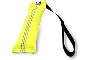Bull Fit Bungee Mordedor para Perros 25 cm con Asa – Mordedor Perro Resistente de Manguera de Bomberos para Entrenamiento K9 y Tira y Afloja - Juguete Flotante, Amarillo