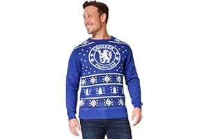 Chelsea FC Christmas Jumpers for Men Teenagers Warm Cosy Football Xmas Jumper M-3XL Gifts for Men