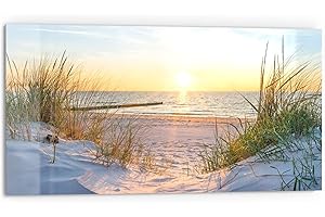 DEQORI Küchenrückwand Glas | Motiv Abendsonne an der Ostsee | 80x40 cm | Bad- oder Herd-Rückwand | Herdblende Spritzschutz für Küche & Badezimmer | Moderne Deko für Fliesenspiegel