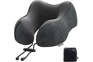 YOMISEE Nackenkissen Flugzeug, Reisekissen Auto Travel Pillow aus Memory Foam mit samtweichem Bezug, Nackenhörnchen Erwachsene für Reisen, Camping, Büro und Haus (Dunkelgrau)