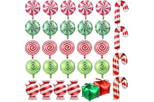 Kesote Palloncini Natale, 30 Pezzi Palloncini Natalizi con Palloncini Rossi e Verdi, Palloncini Caramelle, Decorazioni Natalizie, Natale Decorazioni Casa
