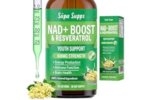 SUPA-SUPPS NAD+ Boost Liquid 60ml – Premium NAD Supplements High Strength Formula with Resveratrol Liquid, Elderflower Flavour, Easy Absorption – Supports Energy, Focus and Wellness – NAD Plus Supplements UK