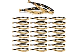 Clvsyh 50 Stück Stoff Einlassbänder VIP, Schwarzgold Eintrittsarmbänder, Verstellbare VIP Bändchen, VIP Identifikationsarmbänder, Eventbänder für Party, Konzerte, Geburtstage, Hochzeiten, Kinos
