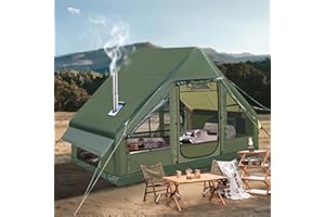 AFITDON Tienda de campaña inflable con apertura de chimenea y claraboya, para exteriores, 2-10 personas, con bomba de aire, de tela Oxford impermeable, para las 4 estaciones, montaje rápido
