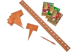 dobar® green label 29021FSCe Pflanzen-Starter-Set aus Buchenholz | 1x Pflanzenlineal, 1x Pikierstab, 5x Pflanzenschild & 3x BIO-Samenmischungen | Zubehör für das Anpflanzen von Gemüse | 60,5 cm