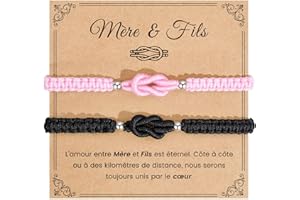 VU100 Cadeau pour Mère et Fille Bracelet Mère Fille Cadeau Maman Cadeau pour Original pour Mère et Fille Bracelet Coeur en Acier Inoxydable Cadeau de Anniversaire Noël pour Maman Fille (Rose/Violet)