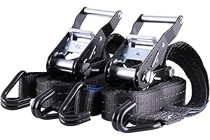 SANDAX 2 cinghie di fissaggio professionali, a cricchetto, in due parti, di alta qualità, gancio a J, strisce riflettenti, portata fino a 2000 kg, secondo DIN EN 12195-2, 4m / 6m lungo, larghezza 35 mm (6m)