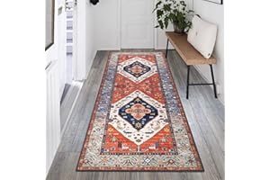 Falflor Runner Rug 65x180cm Non Slip Vintage Hallway Runner Rug Machine Washable Cotton Kitchen Area Rug Laundry Room Rug Carpet Runner for Entryway Bedroom Bathroom