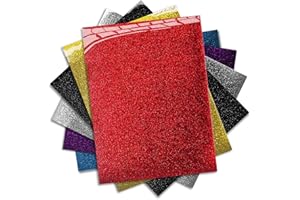 MiPremium Glitter Heat Transfer Vinyl - Iron On Vinyl Sheets of 6 Most Popular Colors, Assorted HTV Glitter Starter Bundle for T Shirts Clothing Fabrics, Easy to Cut, Press & Weed Vinyl (Glitter x 6)